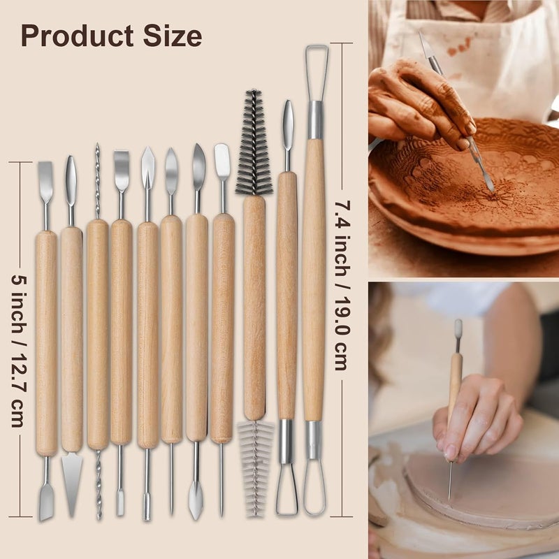 Amrules Clay Tools Kit, 43 PCS Pottery Tools, Practical Polymer Clay Sculpting Tools Kit, Air Dry Clay Tools Set for Beginner, Adults, Pottery Craft, Carving, Drawing, Molding, Modeling, Shaping - Image 2